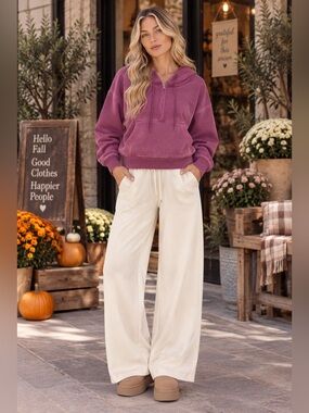 Zenana Wine Pull on Hoodie Long Sleeve with Pocket